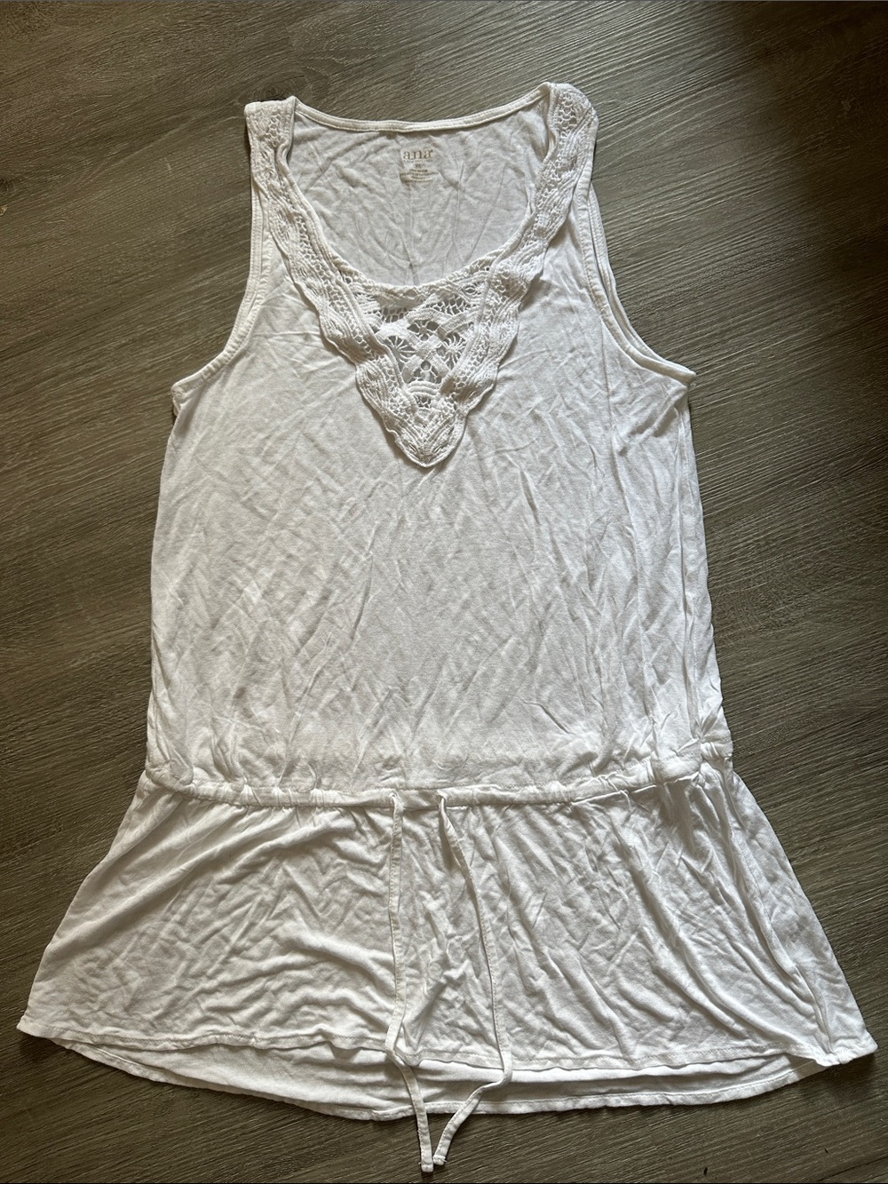 🌸4/$20 a.n.a White Crochet-Trim Drawstring Tank